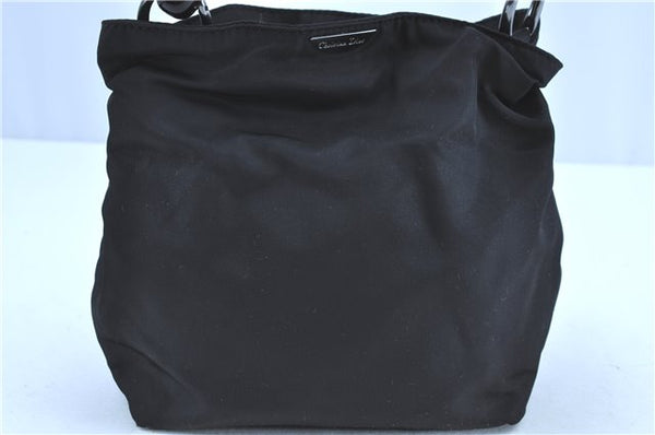 Authentic Christian Dior Hand Bag Purse Nylon Plastic Black CD H7612