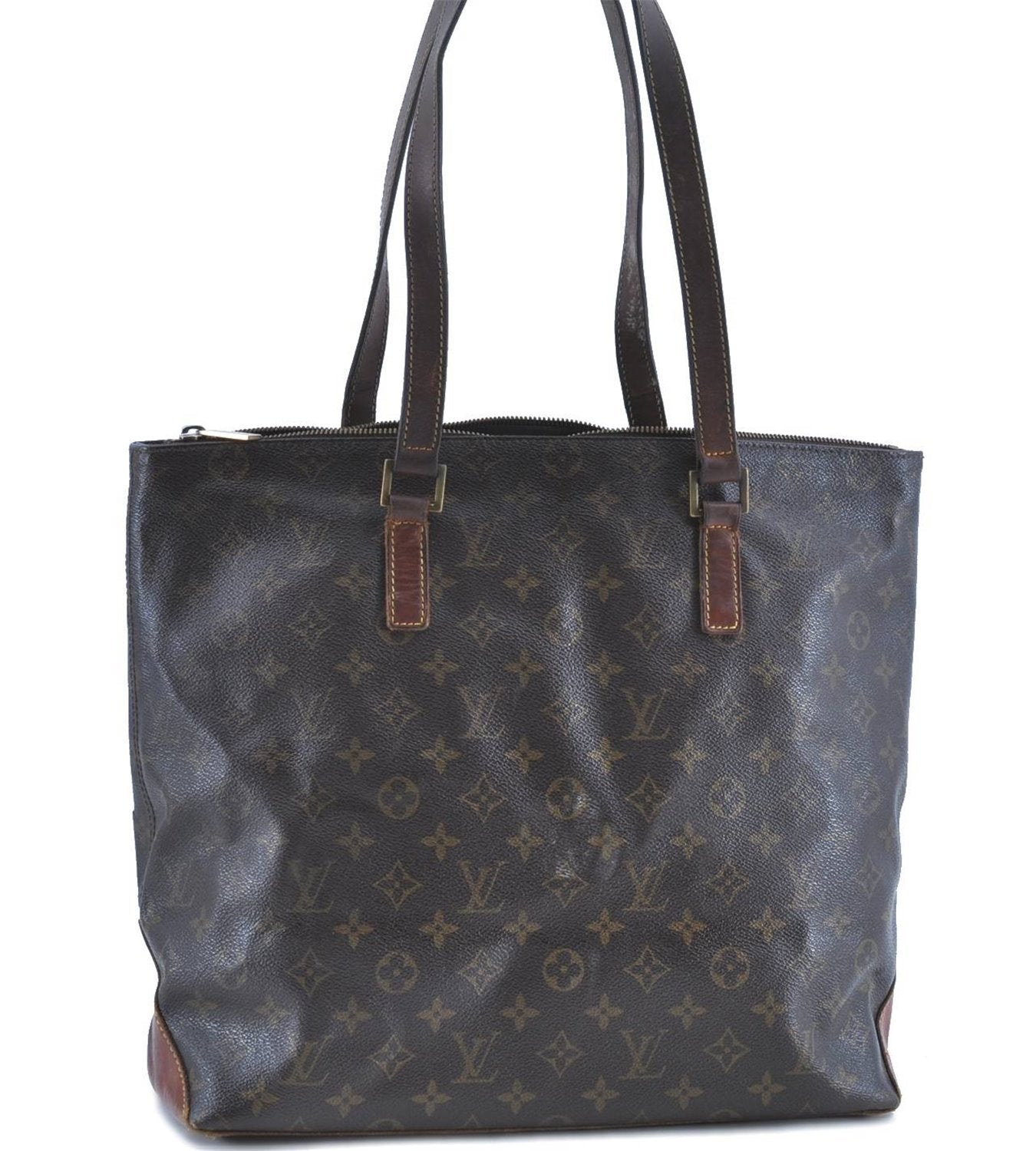 Authentic LOUIS VUITTON Monogram Cabas Mezzo Tote Bag M51151 Junk LV H7614