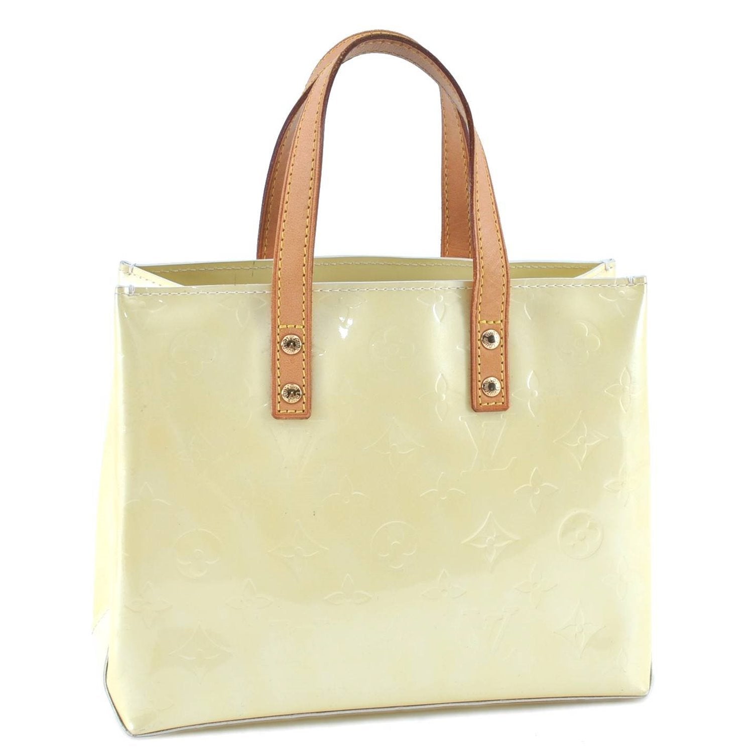 Authentic LOUIS VUITTON Vernis Reade PM Hand Bag Ivory White M91145 LV H7631