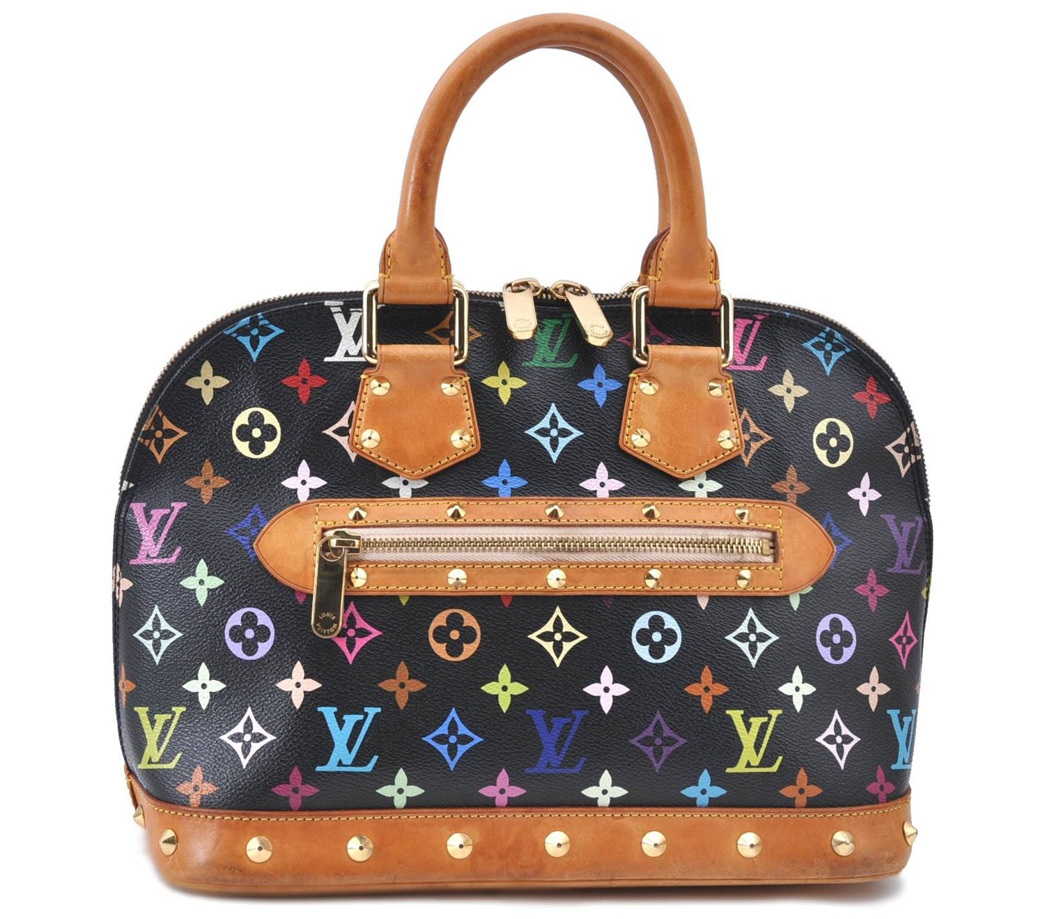Auth LOUIS VUITTON Monogram Multicolor Alma PM Black Hand Bag M92646 LV H7646