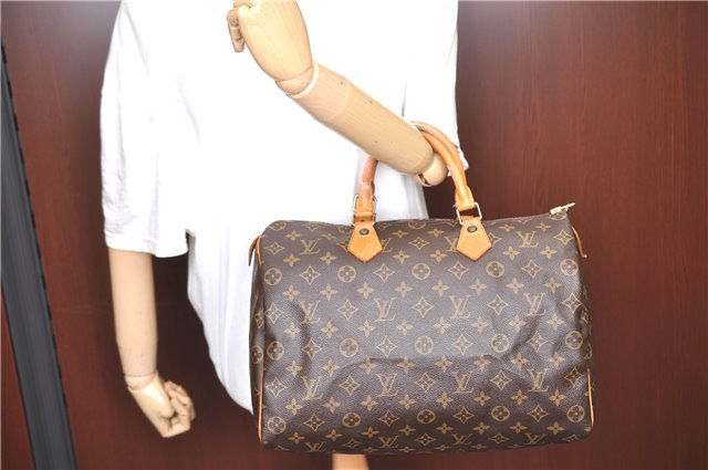 Authentic LOUIS VUITTON Monogram Speedy 35 Hand Bag M41524 LV H7666