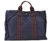 Authentic HERMES Fourre Tout MM Hand Tote Bag Canvas Navy H7672