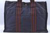 Authentic HERMES Fourre Tout MM Hand Tote Bag Canvas Navy H7672