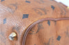 Authentic MCM Visetos Leather Vintage Boston Hand Bag Purse Brown H7732