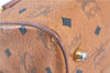 Authentic MCM Visetos Leather Vintage Boston Hand Bag Purse Brown H7732