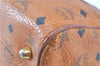 Authentic MCM Visetos Leather Vintage Boston Hand Bag Purse Brown H7732