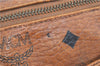 Authentic MCM Visetos Leather Vintage Boston Hand Bag Purse Brown H7732