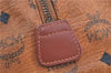 Authentic MCM Visetos Leather Vintage Boston Hand Bag Purse Brown H7732