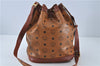 Authentic MCM Visetos PVC Leather Vintage Shoulder Cross Body Bag Brown H7735