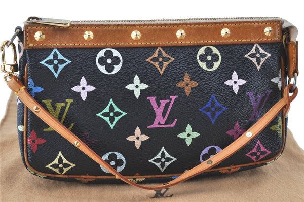 LOUIS VUITTON Monogram Multicolor Pochette Accessoires Pouch M92648 Black H7763