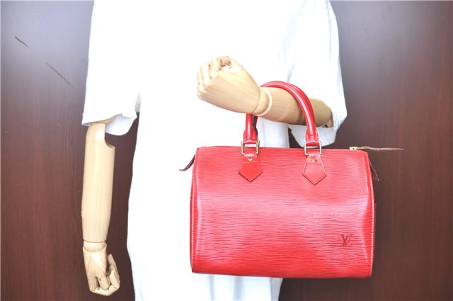 Authentic LOUIS VUITTON Epi Speedy 25 Hand Bag Red M43017 LV H7765