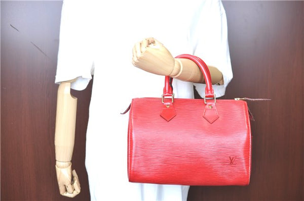 Authentic LOUIS VUITTON Epi Speedy 25 Hand Bag Red M43017 LV H7765