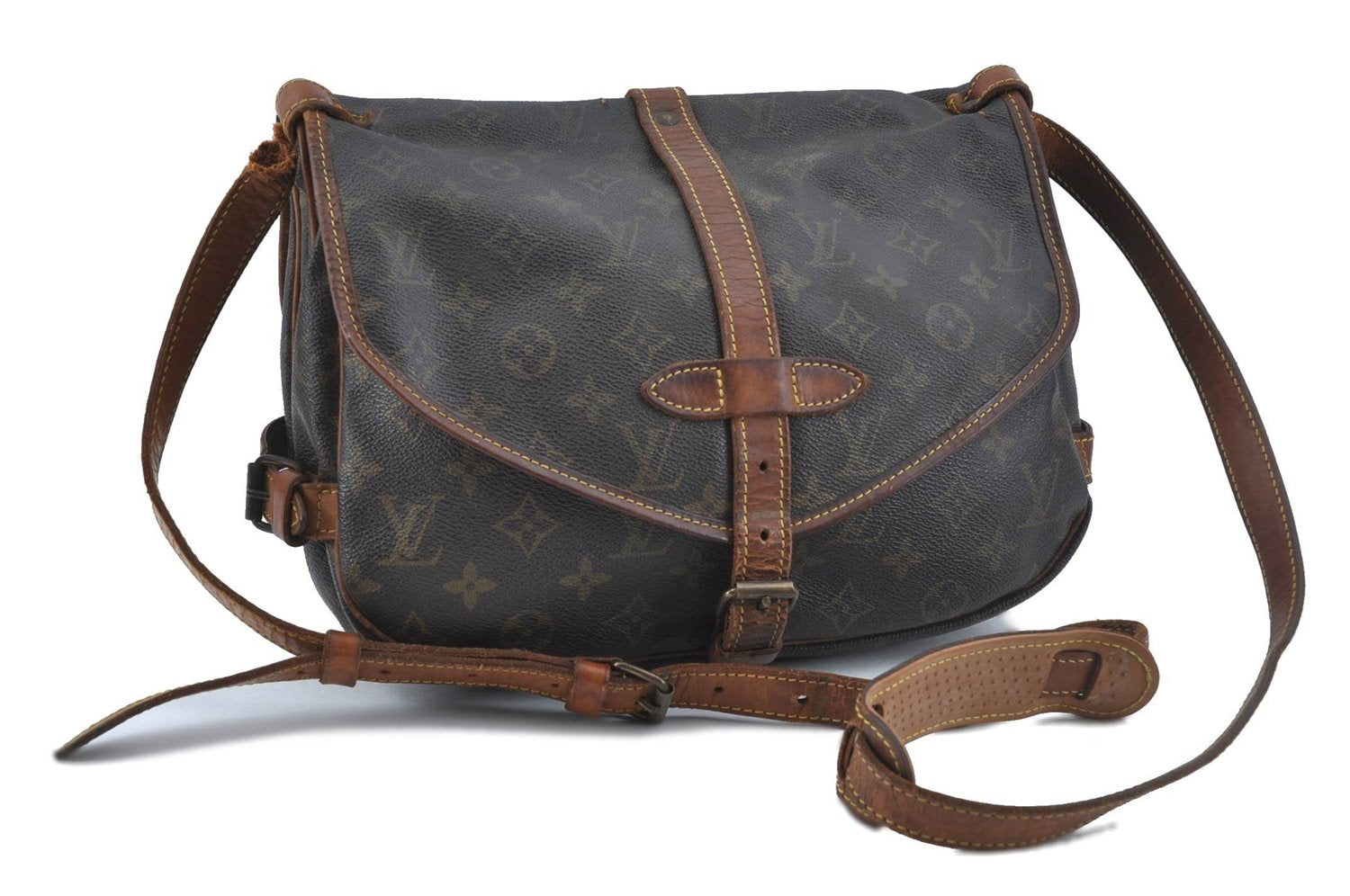 Auth LOUIS VUITTON Monogram Saumur 30 Shoulder Cross Body Bag M42256 LV H7812