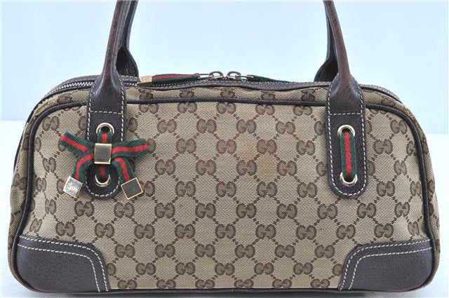 GUCCI Web Sherry Line Princy Ribbon Shoulder Bag GG Canvas 161720 Brown H7844