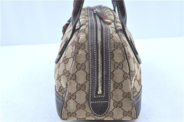 GUCCI Web Sherry Line Princy Ribbon Shoulder Bag GG Canvas 161720 Brown H7844