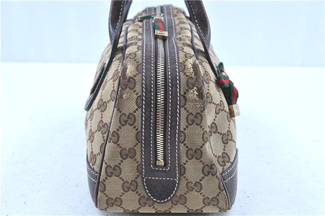 GUCCI Web Sherry Line Princy Ribbon Shoulder Bag GG Canvas 161720 Brown H7844