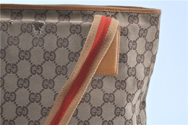 Auth GUCCI Sherry Line Tote Shoulder Bag GG Canvas Leather 0190401 Brown H7848