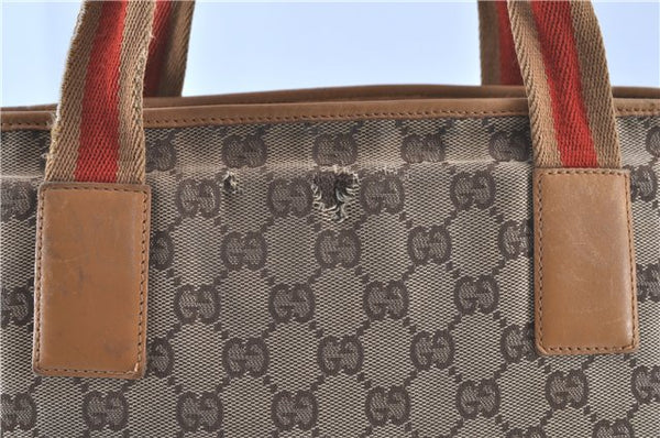 Auth GUCCI Sherry Line Tote Shoulder Bag GG Canvas Leather 0190401 Brown H7848