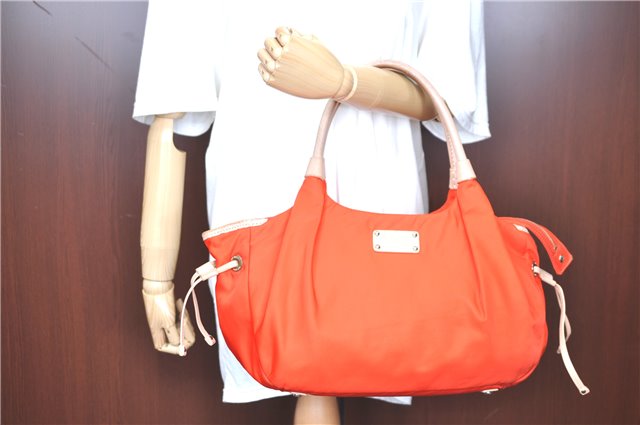 Authentic kate spade Nylon Leather Shoulder Tote Bag Orange Red H7849