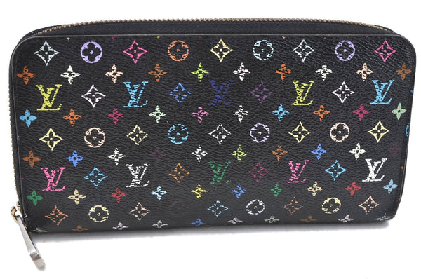 Auth LOUIS VUITTON Monogram Multicolor Zippy Wallet Purse Black M60243 LV H7859