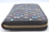 Auth LOUIS VUITTON Monogram Multicolor Zippy Wallet Purse Black M60243 LV H7859