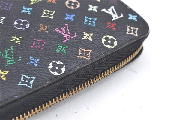 Auth LOUIS VUITTON Monogram Multicolor Zippy Wallet Purse Black M60243 LV H7859