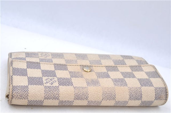 Auth LOUIS VUITTON Damier Azur Portefeuille Sarah Long Wallet N61735 LV H7868