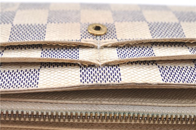 Auth LOUIS VUITTON Damier Azur Portefeuille Sarah Long Wallet N61735 LV H7868