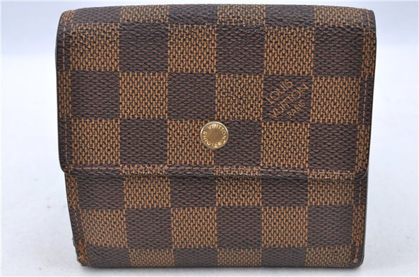 Authetic LOUIS VUITTON Damier Portefeuille Elise Bifold Wallet N61654 LV H7875