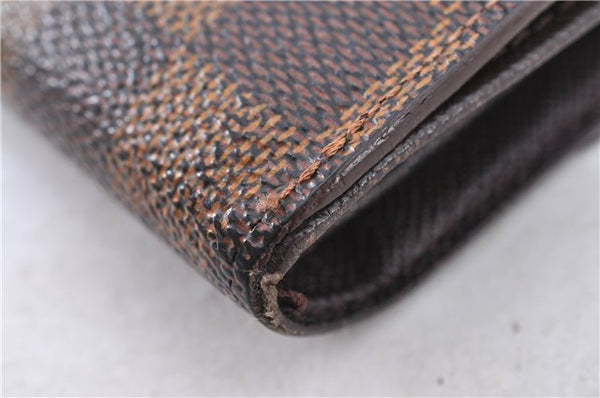 Authetic LOUIS VUITTON Damier Portefeuille Elise Bifold Wallet N61654 LV H7875