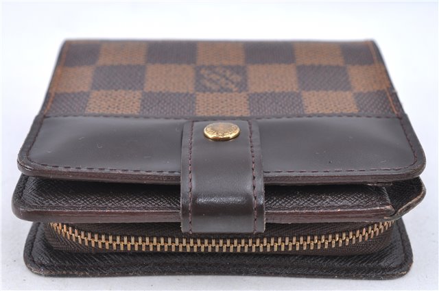 Authentic LOUIS VUITTON Damier Compact Zip Bifold Wallet Purse N61668 LV H7879