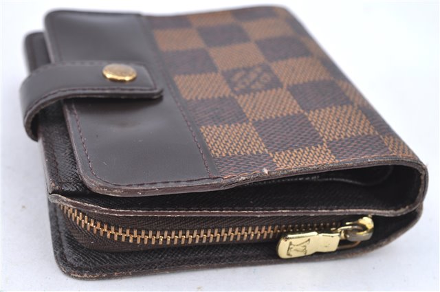 Authentic LOUIS VUITTON Damier Compact Zip Bifold Wallet Purse N61668 LV H7879