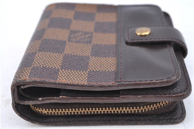 Authentic LOUIS VUITTON Damier Compact Zip Bifold Wallet Purse N61668 LV H7879