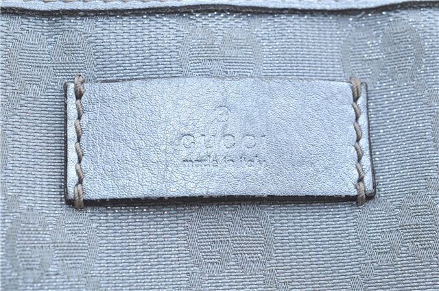 Authentic GUCCI 2Way Shoulder Travel Bag GG Canvas Leather 257298 Silver H7886