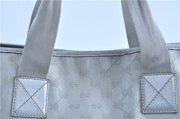 Authentic GUCCI 2Way Shoulder Travel Bag GG Canvas Leather 257298 Silver H7886