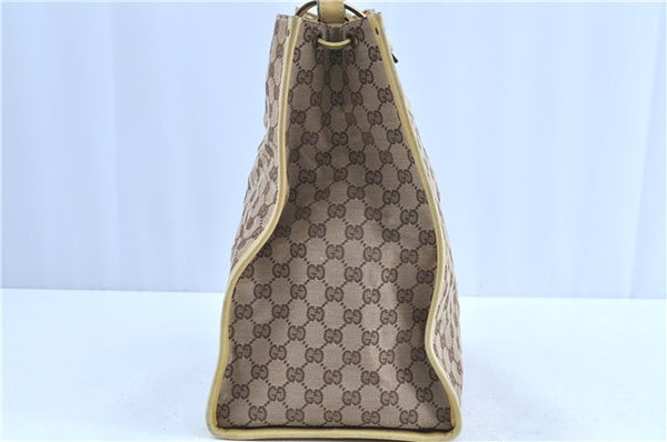 Authentic GUCCI Shoulder Tote Bag GG Canvas Leather 109101 Brown Yellow H7908