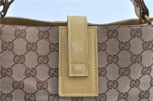 Authentic GUCCI Shoulder Tote Bag GG Canvas Leather 109101 Brown Yellow H7908