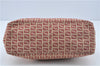 Authentic FENDI Zucchino Hand Tote Bag Canvas Leather Red Beige H7910