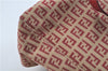 Authentic FENDI Zucchino Hand Tote Bag Canvas Leather Red Beige H7910