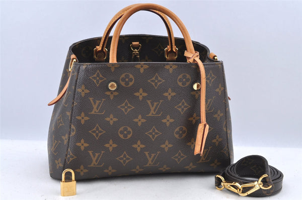 Authentic LOUIS VUITTON Monogram Montaigne GM 2Way Hand Bag M41055 LV H7931