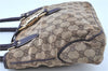 Auth GUCCI New Jackie Tote Hand Bag GG Canvas Leather 145817 Brown Purple H7956