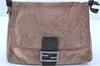 Authentic FENDI Mamma Baguette Shoulder Hand Bag Suede Leather Pink H7998