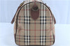 Authentic Burberrys Nova Check PVC Leather Travel Boston Bag Beige Brown H7999