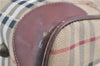 Authentic Burberrys Nova Check PVC Leather Travel Boston Bag Beige Brown H7999
