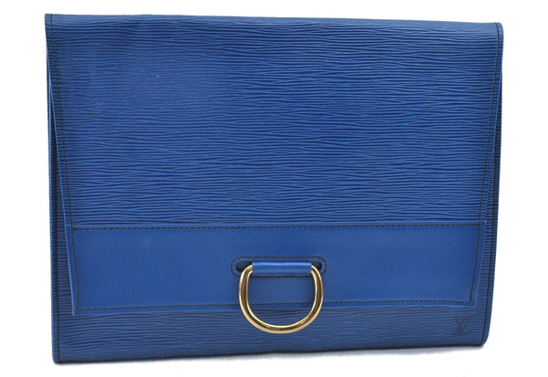 Authentic LOUIS VUITTON Epi Iena 32 Clutch Bag Blue M52715 LV H8011