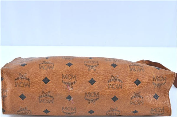 Authentic MCM Visetos Leather Vintage Clutch Hand Bag Purse Brown H8015