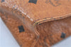 Authentic MCM Visetos Leather Vintage Clutch Hand Bag Purse Brown H8015