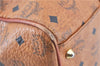 Authentic MCM Visetos Leather Vintage Hand Boston Bag Brown H8016