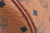 Authentic MCM Visetos Leather Vintage Hand Boston Bag Brown H8016