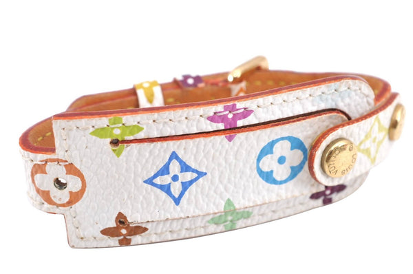 Auth LOUIS VUITTON Monogram Multicolor Bracelet Porto Adrdess M92594 White H8026